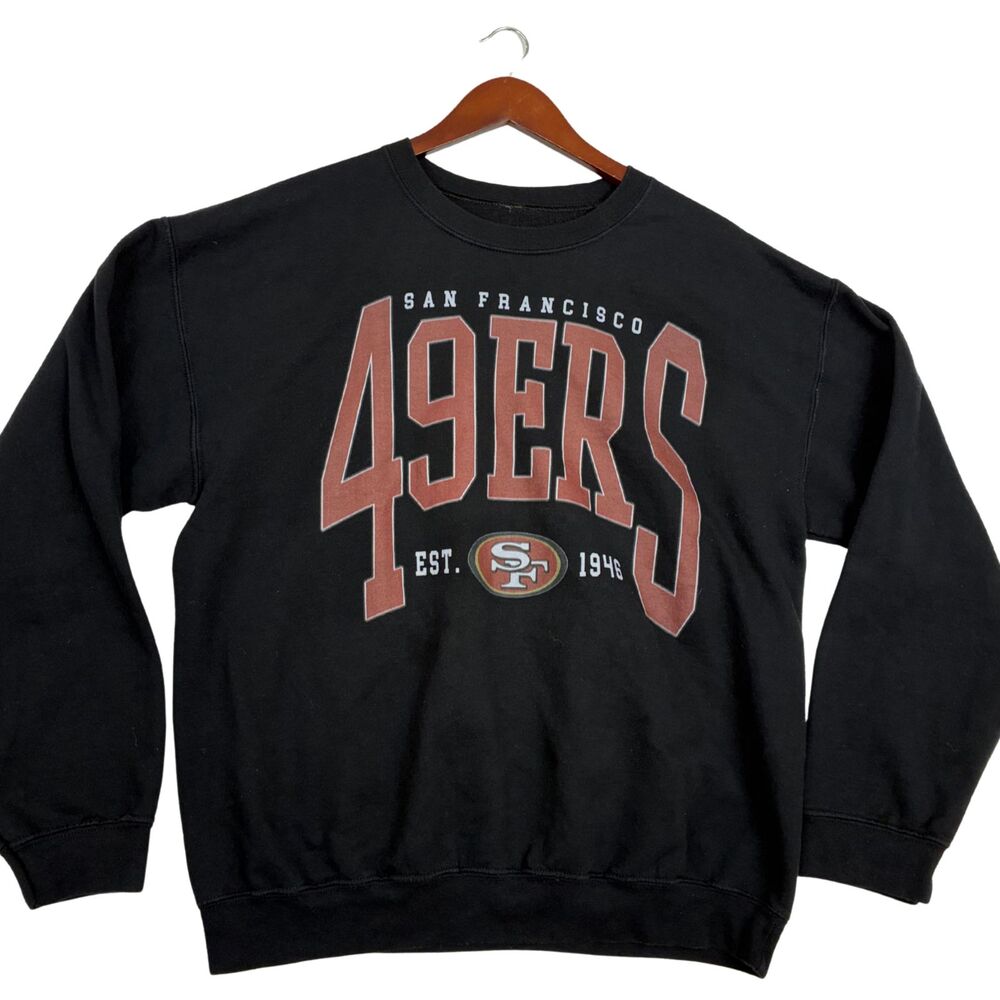 San Francisco 49ers Sweatshirt Mens Black NFL Football Crewneck Pullover 23.5"